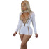 Nautical Goddess Short Romper With Belt #White #Long Sleeves